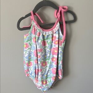 NWOT 2T TBBC Floral Baby Swimsuit with Pink Straps
